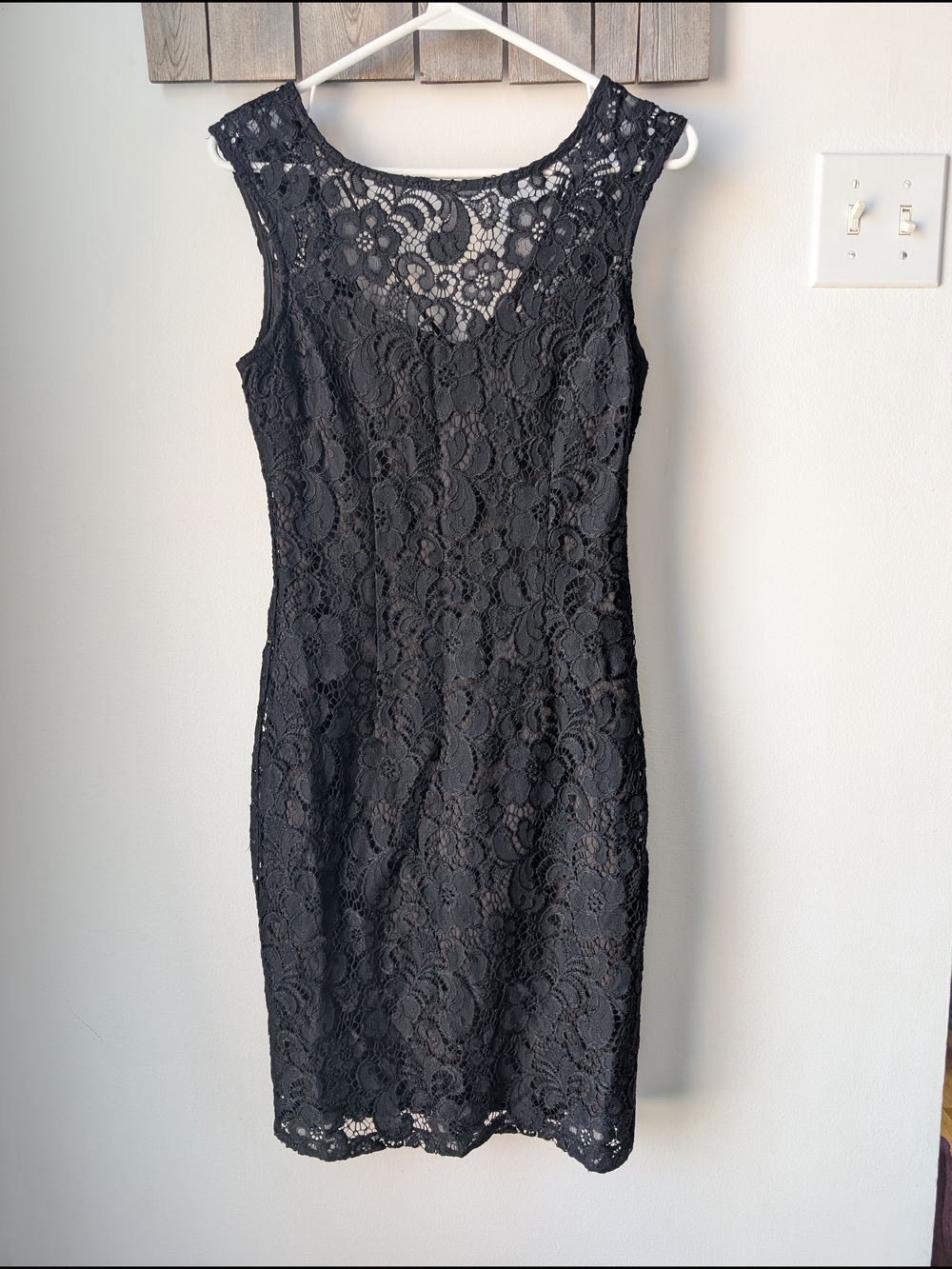 le chateau Black Lace Midi Sheath Dress